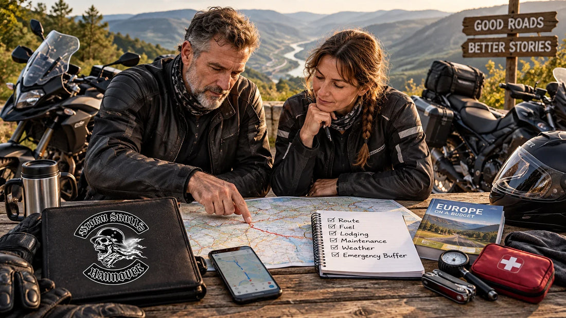 Storm Skulls riders review featured materials for Budget Motorcycle Road Trips: Planning, Fuel and Safety.