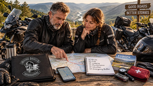 Storm Skulls riders review featured materials for Budget Motorcycle Road Trips: Planning, Fuel and Safety.