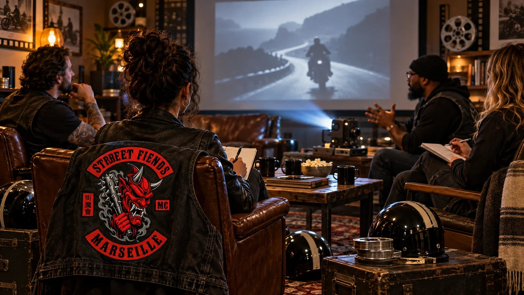 Street Fiends editorial scene illustrating motorcycle movies across eras, documentary versus fiction, cultural themes, riding depictions, stereotypes, age ratings and lawful viewing sources: featured.