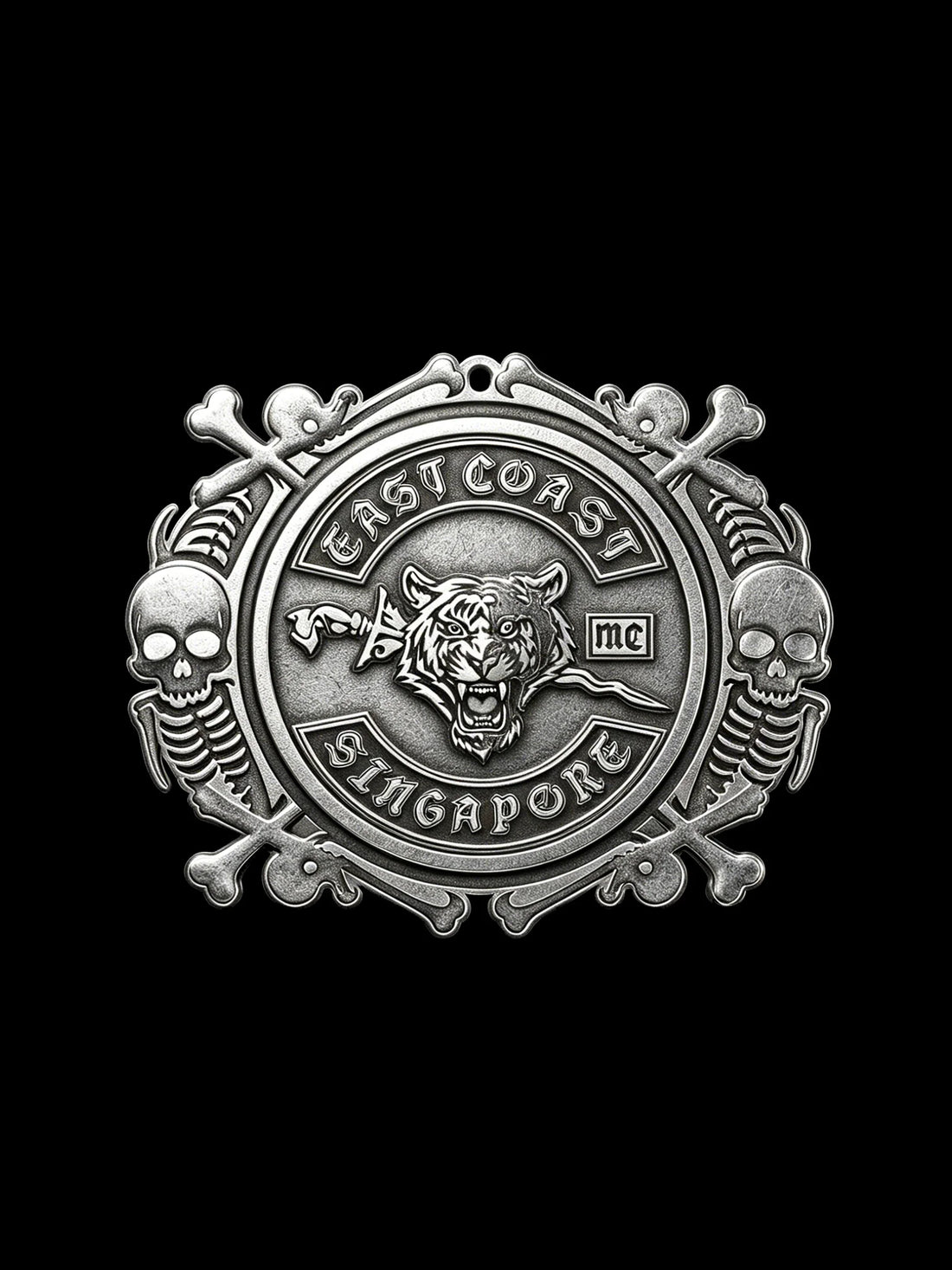 Original lion crest biker pendant front-view design reference
