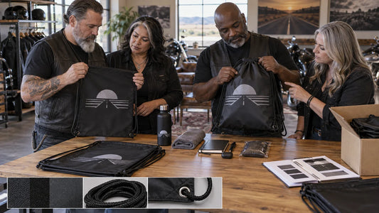 Club organizers review custom drawstring bag samples for drawstring bag fabrics, cords and reinforcement: what to specify.