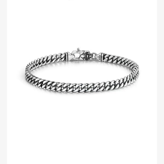 Cuban-link biker bracelet shown as a bracelet sizing example