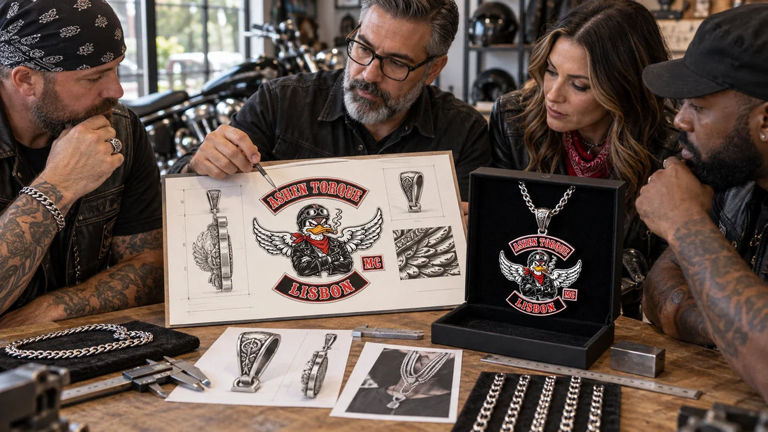 Ashen Torque riders review featured materials for How to Choose a Custom Motorcycle Club Pendant.