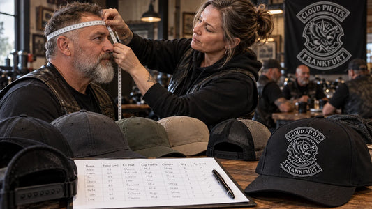 Cloud Pilots editorial scene illustrating how club organizers can collect head measurements, fit preferences, cap profiles, closure choices, quantities and approval records before ordering: featured.