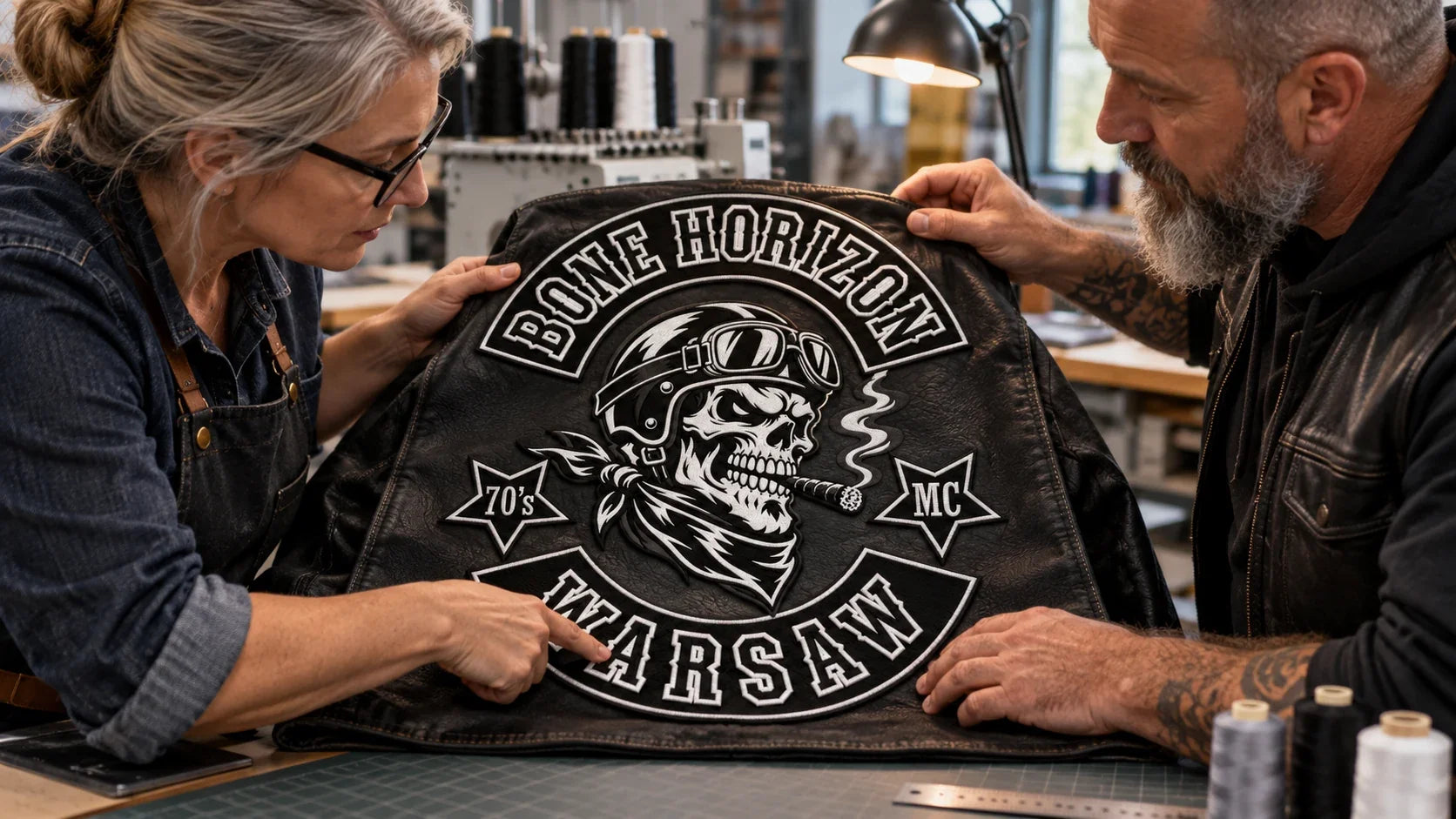 River Jackals editorial scene illustrating embroidered back patch lettering size, spacing, contrast and stitch testing: featured.
