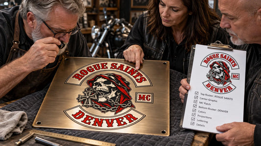 Rogue Saints editorial scene illustrating how to verify names, dates, titles, punctuation, hierarchy and final engraving layout on a club commemorative plaque using authoritative records and named approval: featured.