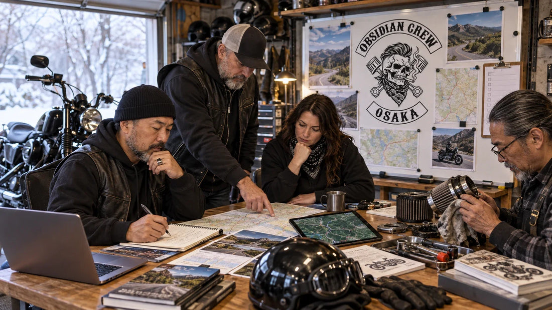 Obsidian Crew riders review featured materials for Motorcycle Downtime Checklist: Prepare for the Next Ride.
