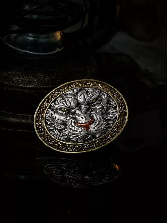 Biker belt buckle featured in a size and weight guide