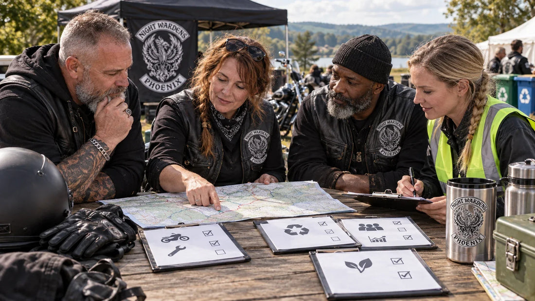 Night Wardens riders review featured materials for Practical Sustainability for Motorcycle Clubs.