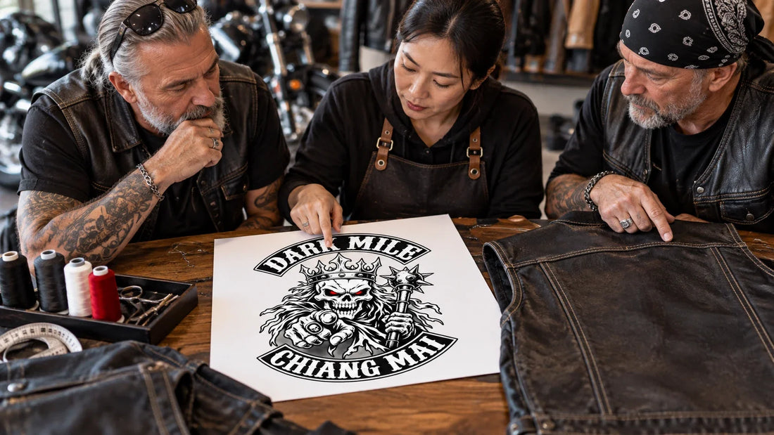 Dark Mile riders review featured materials for Motorcycle Patches: Identity, Unity and Permission.