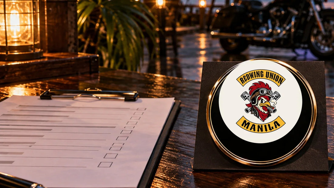 Redwing Union Manila metal club badge beside a CIFOS 2026 registration checklist.