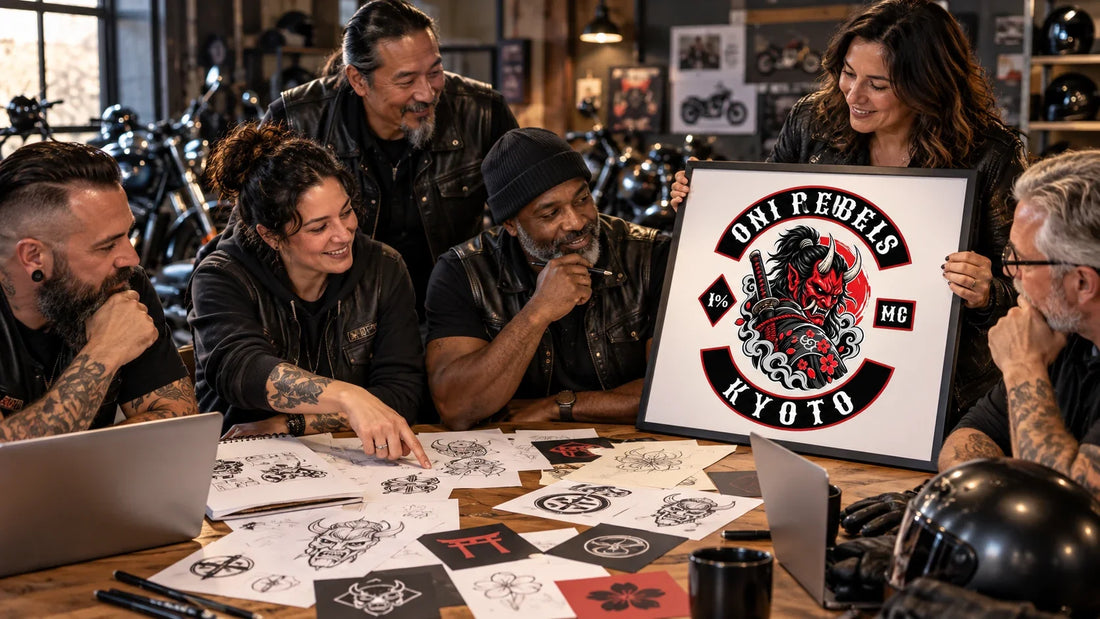 Oni Rebels editorial scene illustrating original motorcycle team naming ideas, availability checks and responsible identity selection: featured.