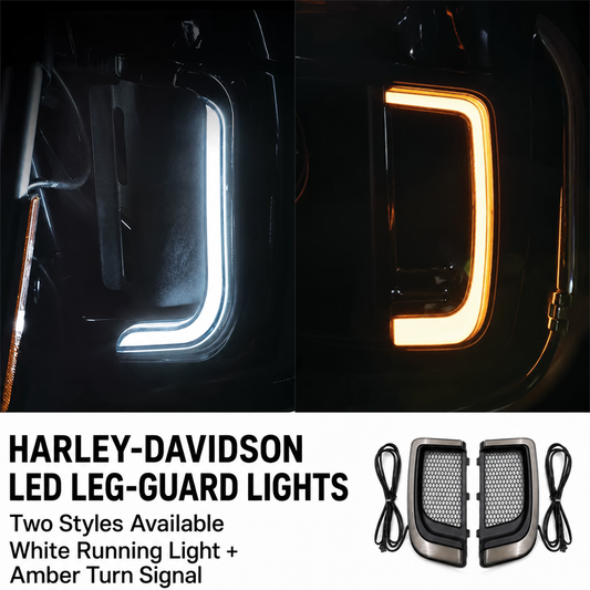 Harley Touring running lights and turn signals featured in a motorcycle-lighting types guide