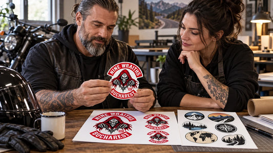 Nine Wraiths editorial scene illustrating motorcycle sticker culture, personal expression, surface choice and logo permission: featured.