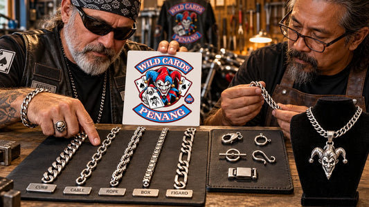 Wild Cards riders review featured materials for Biker Necklace Types: Chains, Pendants and Construction.