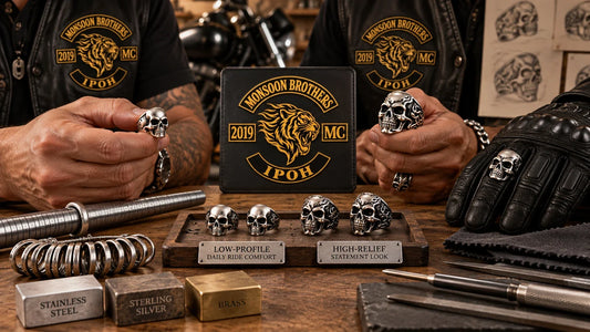 Monsoon Brothers riders review featured materials for Skull Rings for Bikers: Meaning, Fit and Responsible Wear.