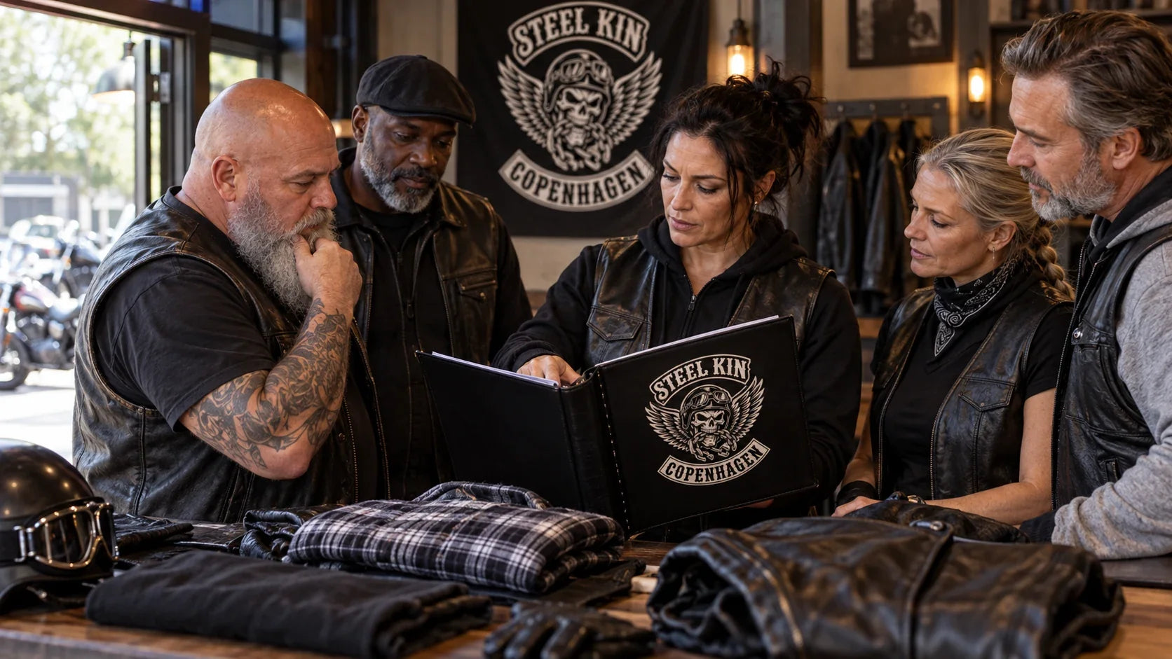 Steel Kin editorial scene illustrating motorcycle club dress code policies, event context and identity: featured.