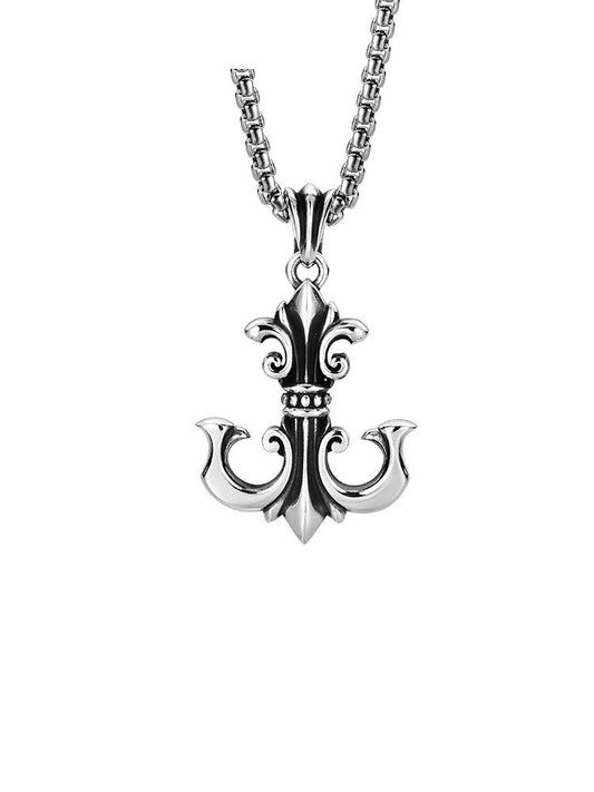 3D Anchor Sterling Silver Biker Pendant — clean product front view