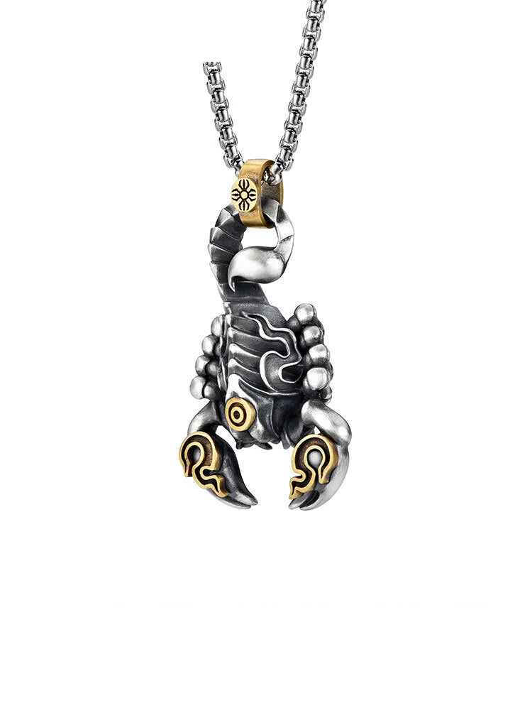 3D Scorpion Sterling Silver Biker Pendant — clean product front view