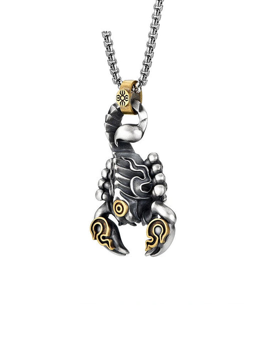 3D Scorpion Sterling Silver Biker Pendant — clean product front view