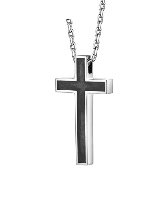 Black Cross Sterling Silver Biker Pendant — clean product front view