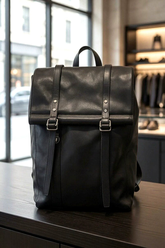 vintage soft cowhide business backpack 1