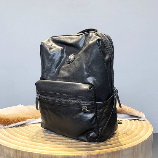 vegetable-tanned leather laptop backpack 1