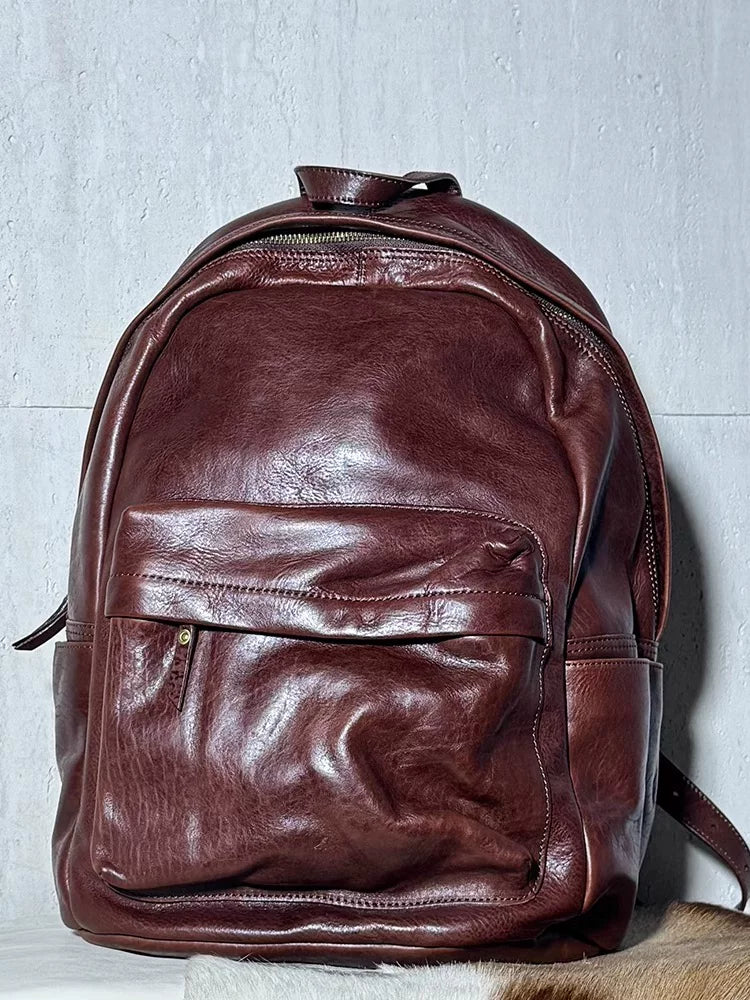 british-style vegetable-tanned leather travel backpack 1