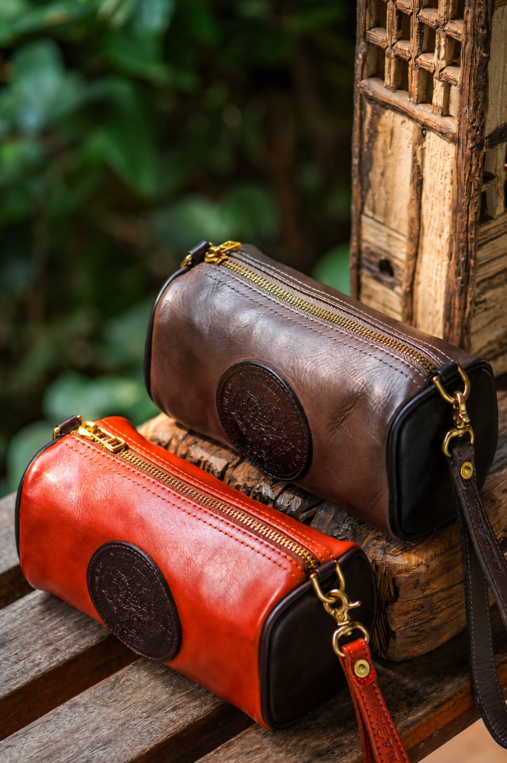 dragon emblem top-grain leather biker wristlet wallet product view
