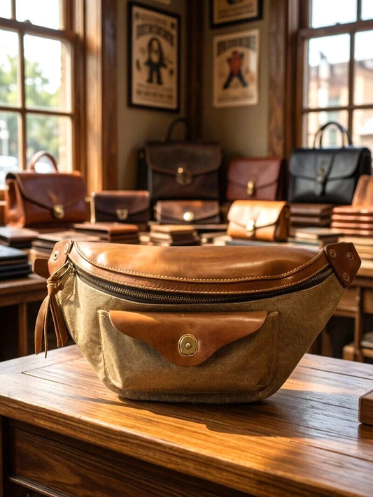 vintage vegetable-tanned leather chest crossbody bag 1
