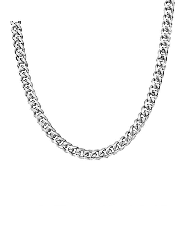 Heavy American Cuban Sterling Silver Biker Necklace — clean product front view
