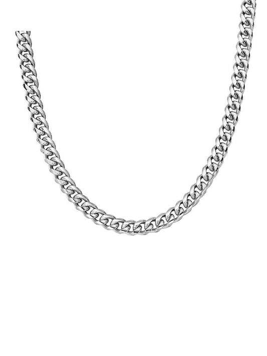 Heavy American Cuban Sterling Silver Biker Necklace — clean product front view