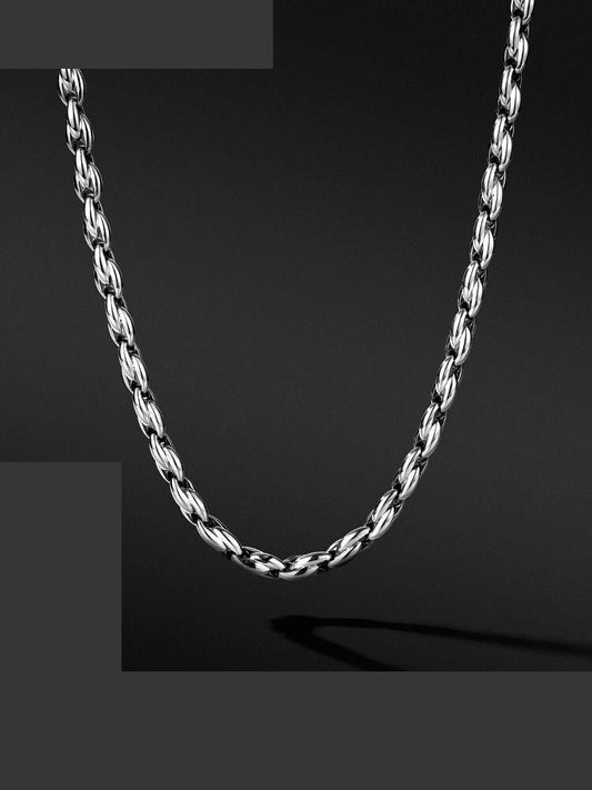 Heavy Sterling Silver Biker Chain Necklace — clean product front view