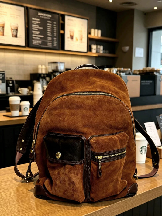 suede horsehide travel backpack 1