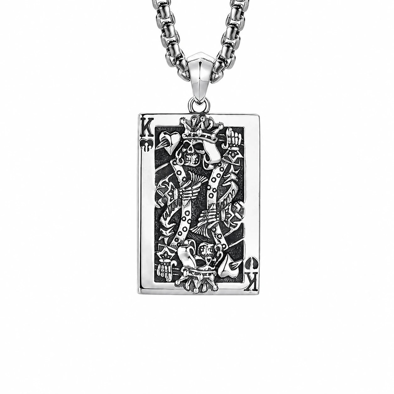 King of Spades Sterling Silver Biker Pendant — front product view