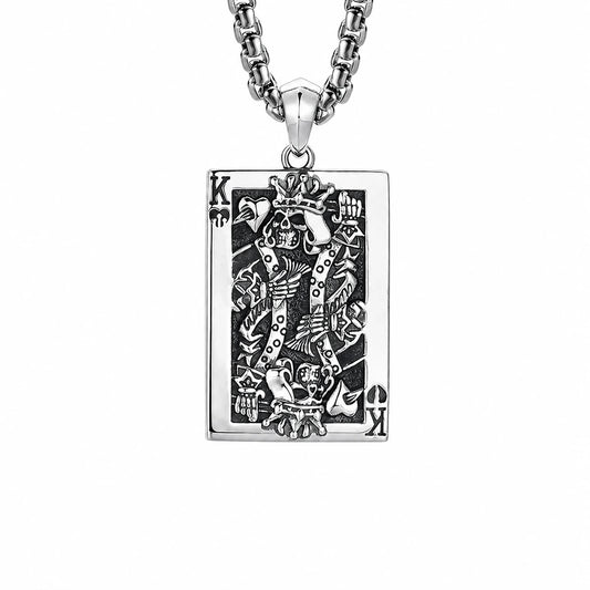 King of Spades Sterling Silver Biker Pendant — front product view