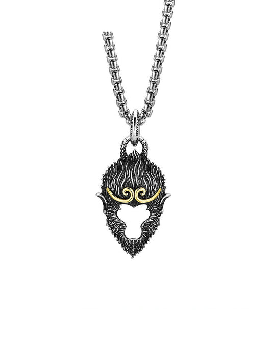 Monkey King Sterling Silver Biker Pendant — clean product front view
