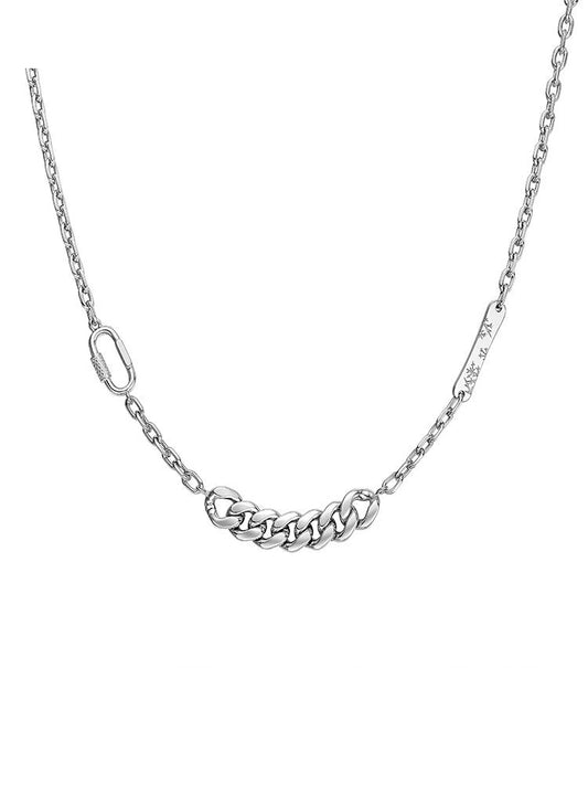 Multi-Link Cuban Sterling Silver Biker Necklace — clean product front view