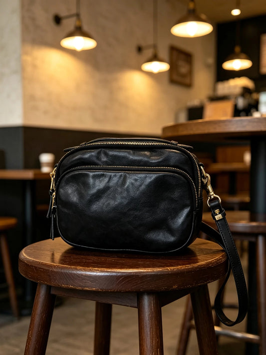 oiled horsehide square crossbody bag 1
