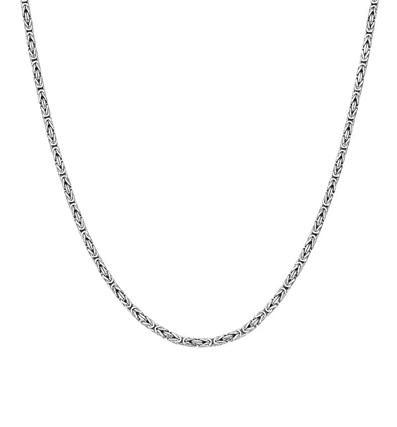 Sterling Silver Dragon Bone Chain Biker Necklace — front product view