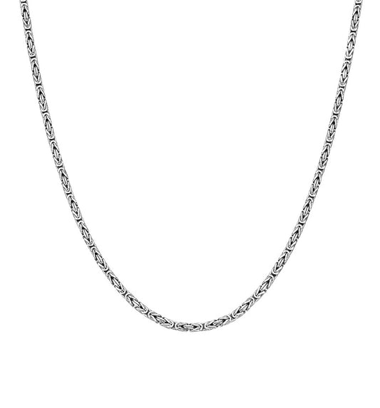 Sterling Silver Dragon Bone Chain Biker Necklace — front product view