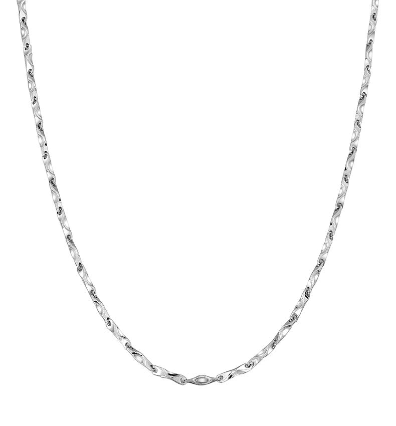 Sterling Silver Ingot Link Biker Necklace — front product view