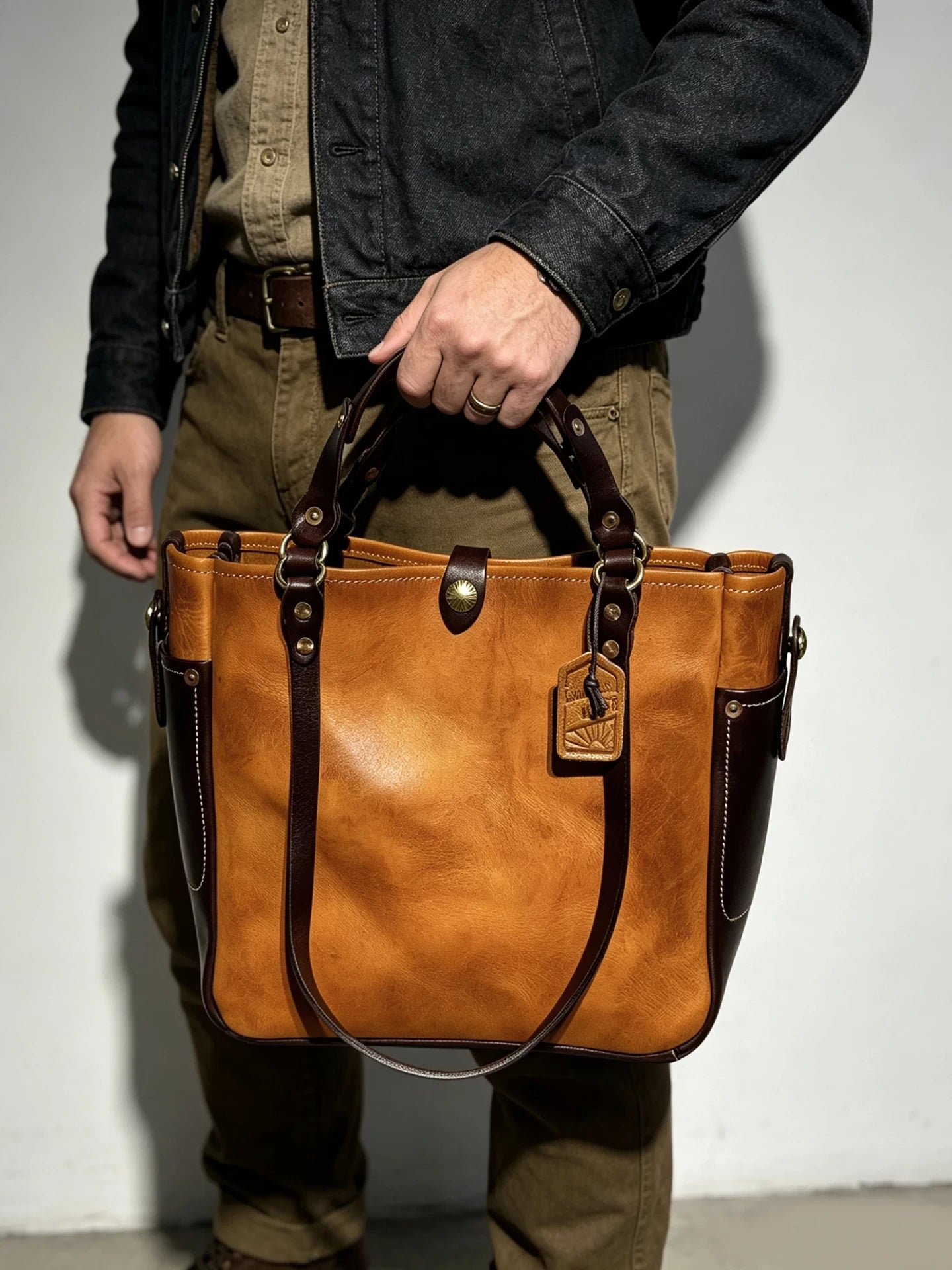 heavy-duty vegetable-tanned leather carryall 1