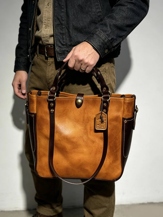heavy-duty vegetable-tanned leather carryall 1