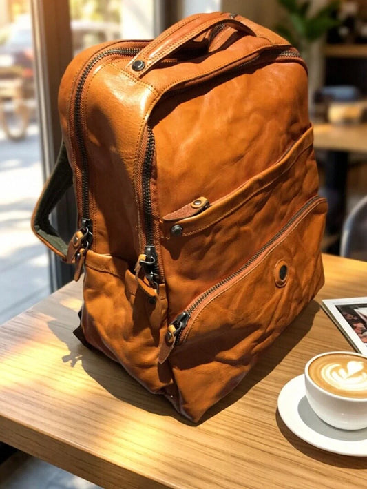 water-dyed vegetable-tanned leather backpack 1