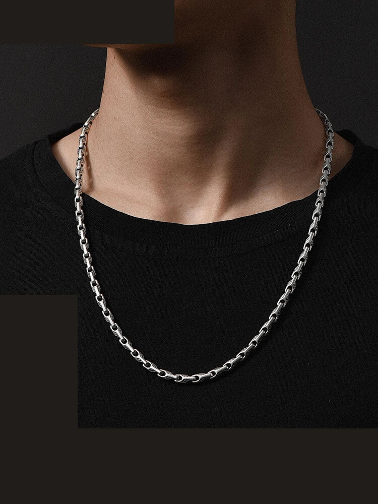 Textured Sterling Silver Biker Chain Necklace — clean product front view