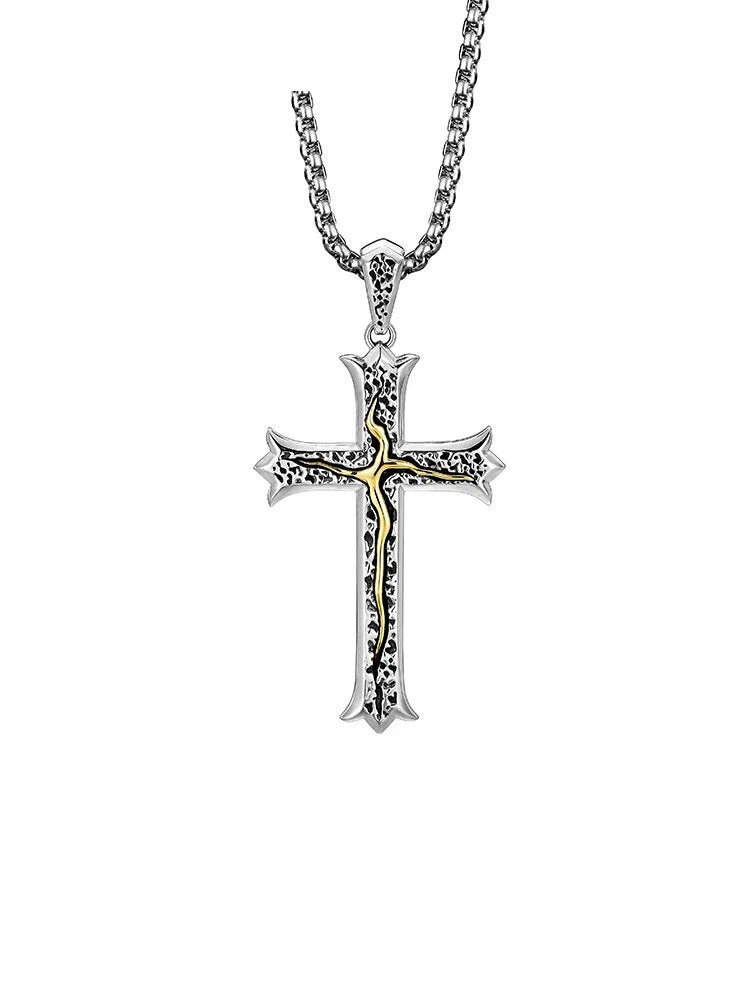 Tree of Life Cross Sterling Silver Biker Pendant — clean product front view 1