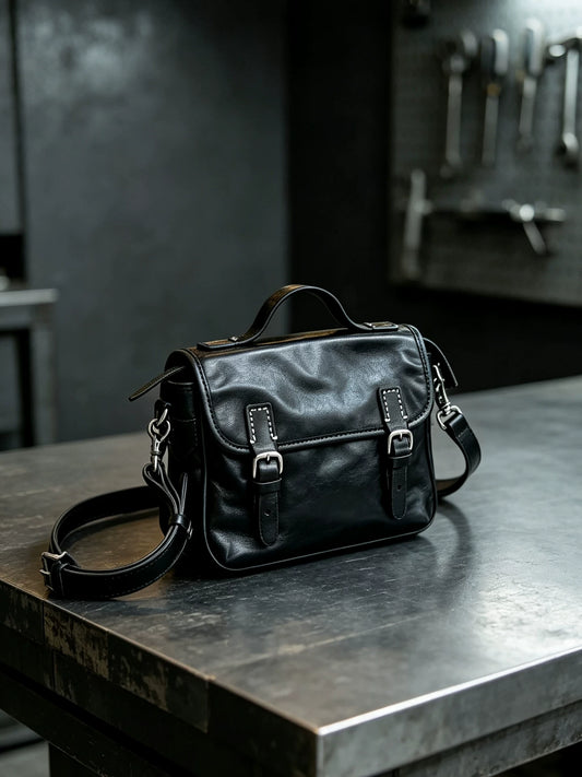 vegetable-tanned leather messenger bag 1