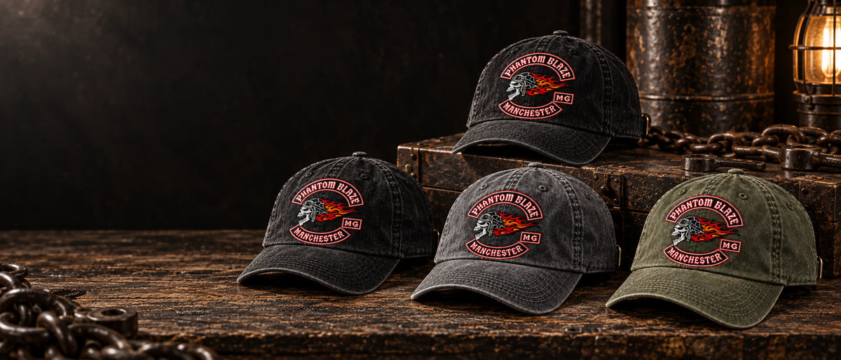 vintage dad hats hero motorcycle club vintage dad hat with an authorized club logo.