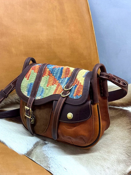 vintage suede leather saddle crossbody bag 1
